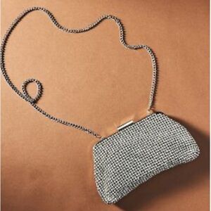 olga berg | jerry crystal vintage-style clutch in silver (nwot)